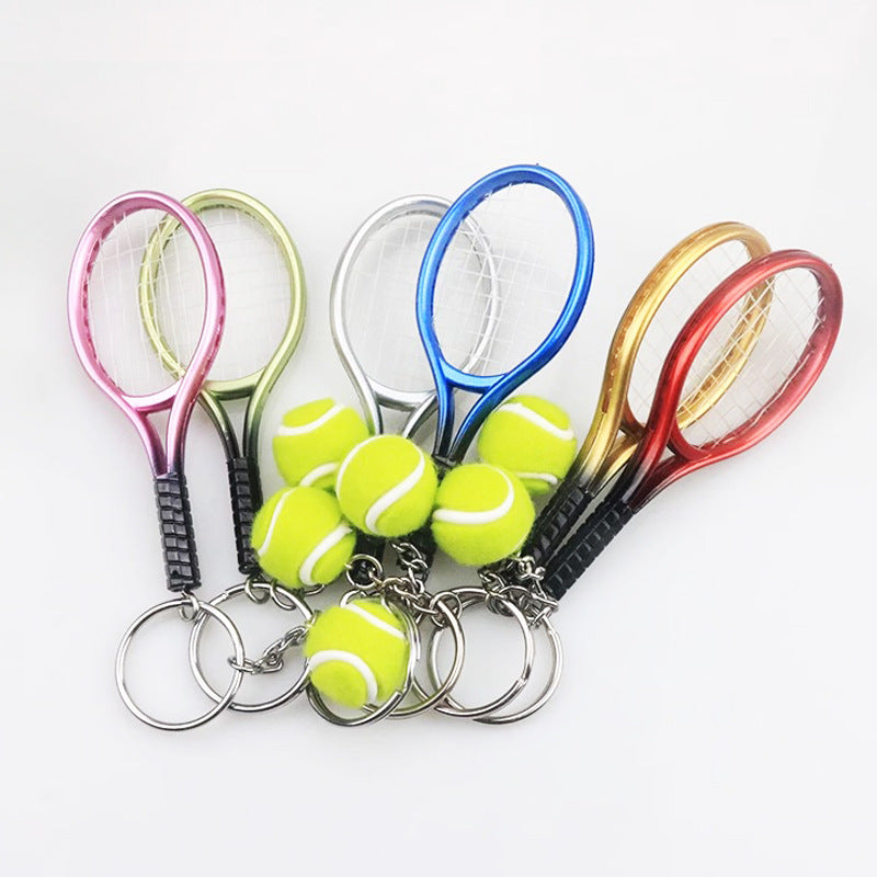 Wholesale Simulation Metal Tennis Mini Tennis Keychain